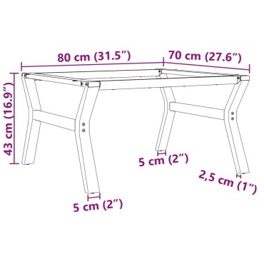 vidaXL Πόδια Τραπεζιού Σαλονιού σε Σχήμα «Y» 80x70x43cm Ατσάλι 1 τεμ.