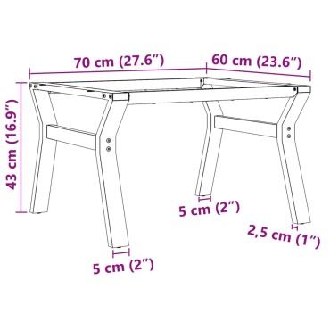 vidaXL Πόδια Τραπεζιού Σαλονιού σε Σχήμα «Y» 70x60x43cm Ατσάλι 1 τεμ.