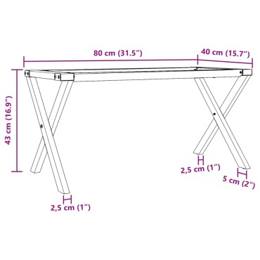 vidaXL Πόδια Τραπεζιού Σαλονιού σε Σχήμα «Χ» 80x40x43cm Ατσάλι 1 τεμ.