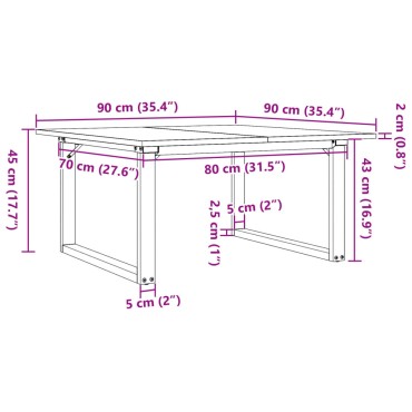 vidaXL Τραπεζάκι Σαλονιού Πλαίσιο Ο 90x90x45cm Μασίφ Πεύκο/Ατσάλι