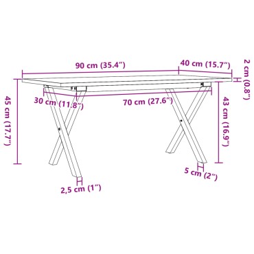 vidaXL Τραπεζάκι Σαλονιού Πλαίσιο Χ 40x40x35cm Μασίφ Πεύκο/Ατσάλι