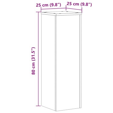 vidaXL Βάσεις Φυτών 2Τεμ. Καπνιστή Δρυς 25x25x80εκ. Επεξεργασμένο Ξύλο