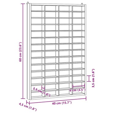 vidaXL Ξύλινη συλλεκτική βιτρίνα με 56 διαμερίσματα 40x4,5x60cm