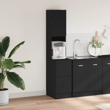 vidaXL Στήλη Κουζίνας Μαύρη 35x50x180cm από Επεξεργασμένο Ξύλο