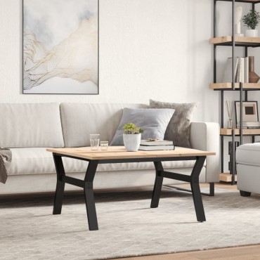 vidaXL Τραπεζάκι Σαλονιού Πλαίσιο Υ 80x80x45cm Μασίφ Πεύκο/Ατσάλι