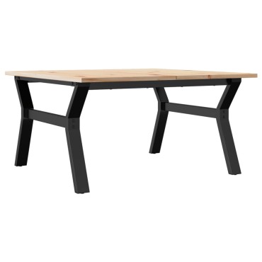 vidaXL Τραπεζάκι Σαλονιού Πλαίσιο Υ 80x80x45cm Μασίφ Πεύκο/Ατσάλι