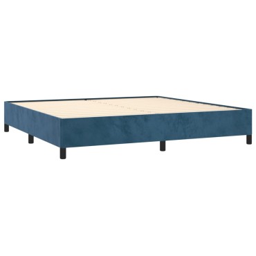 vidaXL Κρεβάτι Boxspring με Στρώμα Σκούρο Μπλε 200x200 εκ. Βελούδινο