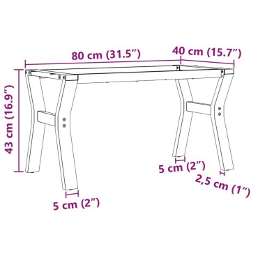 vidaXL Πόδια Τραπεζιού Σαλονιού σε Σχήμα «Y» 80x40x43cm Ατσάλι 1 τεμ.