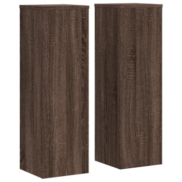 vidaXL Βάσεις Φυτών 2 Τεμ. Καφέ Δρυς 25x25x80 εκ. Επεξεργασμένο Ξύλο