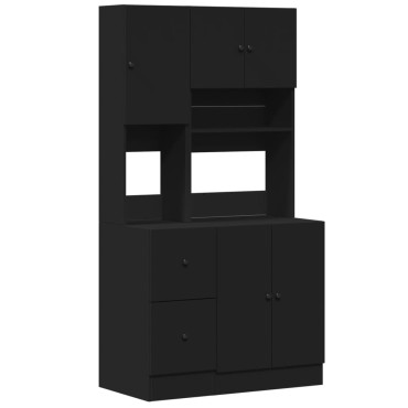 vidaXL Στήλη Κουζίνας Μαύρη 95x50x180cm από Επεξεργασμένο Ξύλο
