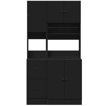 vidaXL Στήλη Κουζίνας Μαύρη 95x50x180cm από Επεξεργασμένο Ξύλο