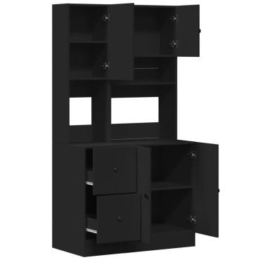 vidaXL Στήλη Κουζίνας Μαύρη 95x50x180cm από Επεξεργασμένο Ξύλο