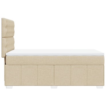 vidaXL Κρεβάτι Boxspring με Στρώμα Κρεμ 90x190 εκ.Υφασμάτινο