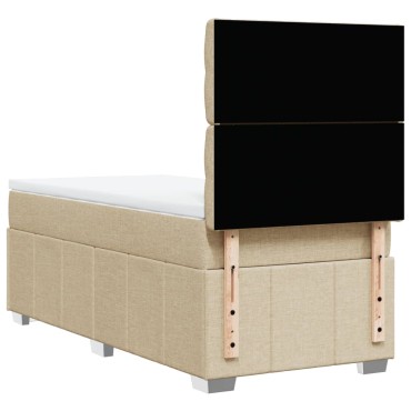 vidaXL Κρεβάτι Boxspring με Στρώμα Κρεμ 90x190 εκ.Υφασμάτινο