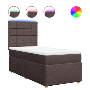 vidaXL Κρεβάτι Boxspring με Στρώμα Σκούρο Καφέ 90x190 εκ. Υφασμάτινο