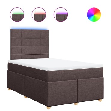 vidaXL Κρεβάτι Boxspring με Στρώμα Σκούρο Καφέ 120x190 εκ Υφασμάτινο