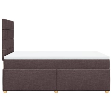 vidaXL Κρεβάτι Boxspring με Στρώμα Σκούρο Καφέ 120x190 εκ Υφασμάτινο