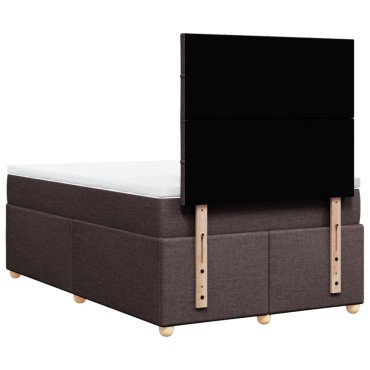 vidaXL Κρεβάτι Boxspring με Στρώμα Σκούρο Καφέ 120x190 εκ Υφασμάτινο