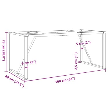 vidaXL Πόδια Τραπεζαρίας σε Σχήμα «Ο» 160x80x73cm Ατσάλι 1 τεμ.