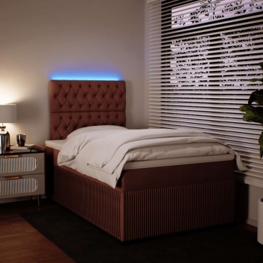 vidaXL Κρεβάτι Boxspring με Στρώμα Ροζ 120x200cm Βελούδινο 1 τεμ. - Μονό