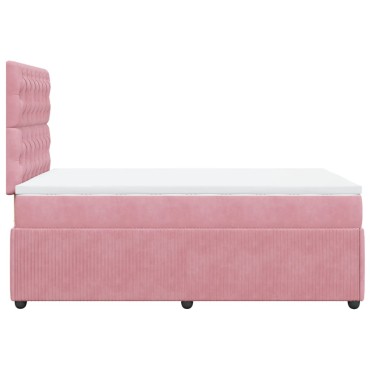 vidaXL Κρεβάτι Boxspring με Στρώμα Ροζ 120x200cm Βελούδινο 1 τεμ. - Μονό