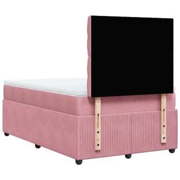 vidaXL Κρεβάτι Boxspring με Στρώμα Ροζ 120x200cm Βελούδινο 1 τεμ. - Μονό