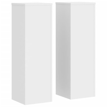 vidaXL Βάσεις Φυτών 2 τεμ. Λευκές 25x25x80 εκ. από Επεξεργασμένο Ξύλο
