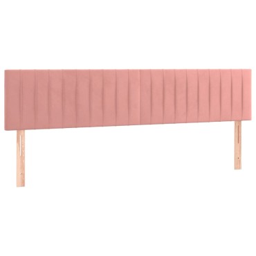vidaXL Κρεβάτι Boxspring με Στρώμα & LED Ροζ 120x190 εκ. Βελούδινο
