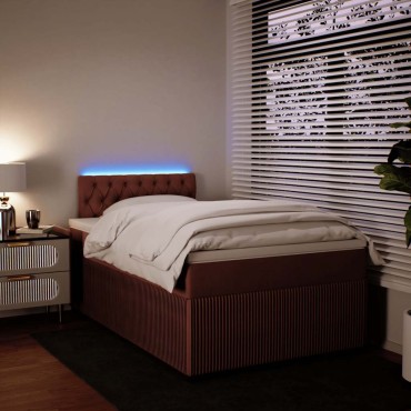 vidaXL Κρεβάτι Boxspring με Στρώμα Ροζ 120x200cm Βελούδινο 1 τεμ. - Μονό