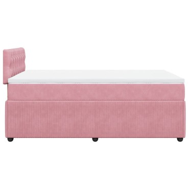 vidaXL Κρεβάτι Boxspring με Στρώμα Ροζ 120x200cm Βελούδινο 1 τεμ. - Μονό