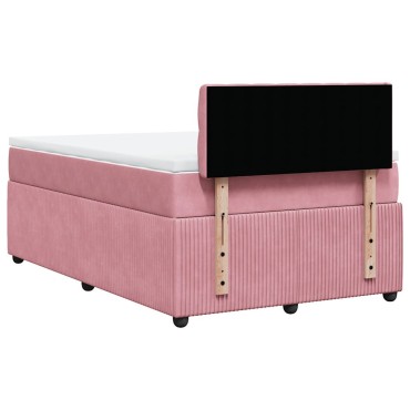 vidaXL Κρεβάτι Boxspring με Στρώμα Ροζ 120x200cm Βελούδινο 1 τεμ. - Μονό