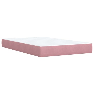 vidaXL Κρεβάτι Boxspring με Στρώμα Ροζ 120x200cm Βελούδινο 1 τεμ. - Μονό