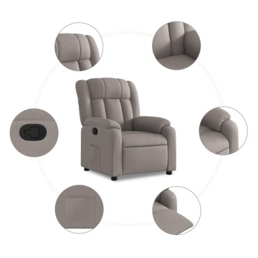 vidaXL Πολυθρόνα Ανακλινόμενη Taupe Υφασμάτινη 78x92x98cm 1 τεμ.