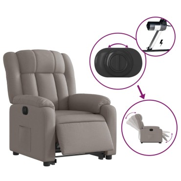 vidaXL Πολυθρόνα Ηλεκτρική Ανακλ.Taupe Υφασμάτινη 78x92x98cm 1 τεμ.