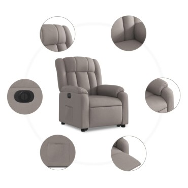 vidaXL Πολυθρόνα Ηλεκτρική Ανακλ.Taupe Υφασμάτινη 78x92x98cm 1 τεμ.