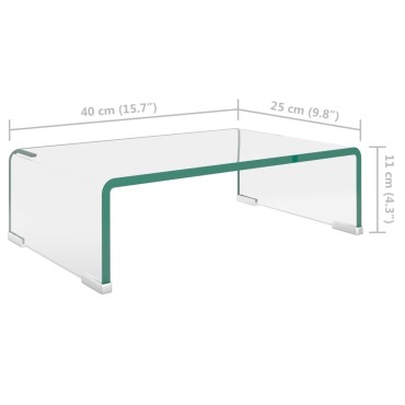 vidaXL Βάση Τηλεόρασης/Οθόνης Διάφανη 40x25x11cm Γυάλινη