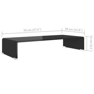 vidaXL Βάση Τηλεόρασης/Οθόνης Μαύρη 70x30x13cm Γυάλινη