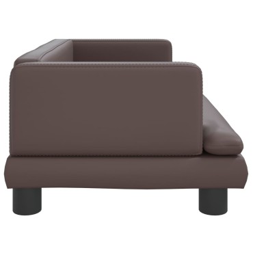 vidaXL Καναπές Παιδικός Καφέ 80x45x30cm από Συνθετικό Δέρμα 1 τεμ.
