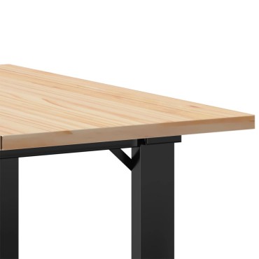 vidaXL Τραπεζάκι Σαλονιού Πλαίσιο Ο 60x60x40cm Μασίφ Πεύκο/Ατσάλι