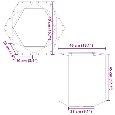 vidaXL Ζαρντινιέρα Κήπου Εξάγωνη 46x40x45 εκ. Χάλυβας καιρού