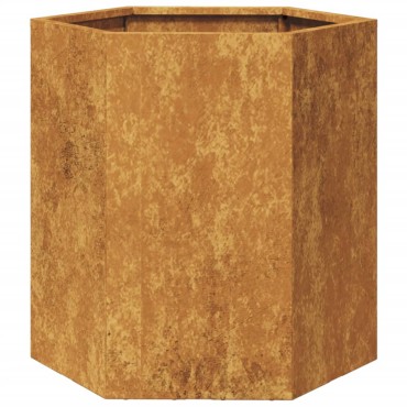 vidaXL Ζαρντινιέρα Κήπου Εξάγωνη 46x40x45 εκ. Χάλυβας καιρού