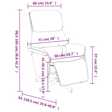 vidaXL Πολυθρόνα Μασάζ Ανακλινόμενη με Υποπόδιο Γκρι / Μπεζ Υφασμάτινη 71x91x105cm 1 τεμ.