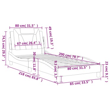 vidaXL Πλαίσιο Κρεβατιού με Κεφαλάρι Καφέ 80x200 εκ. Συνθετικό Δέρμα