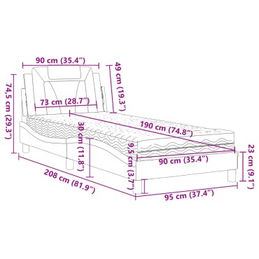 vidaXL Κρεβάτι με Στρώμα Καπουτσίνο 90x190 εκ. από Συνθετικό. Δέρμα