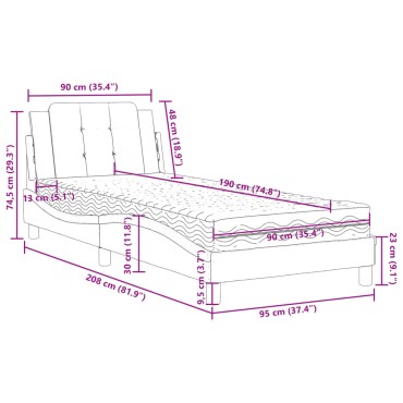 vidaXL Κρεβάτι με Στρώμα Καπουτσίνο 90x190 εκ. από Συνθετικό. Δέρμα