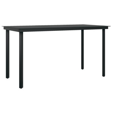 vidaXL Τραπεζαρία Κήπου Μαύρη 140x70x74cm από Ατσάλι / Γυαλί 1 τεμ.