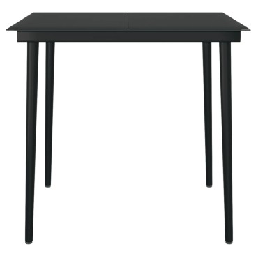 vidaXL Τραπεζαρία Κήπου Μαύρη 80x80x74cm από Ατσάλι / Γυαλί 1 τεμ.