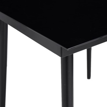 vidaXL Τραπεζαρία Κήπου Μαύρη 80x80x74cm από Ατσάλι / Γυαλί 1 τεμ.