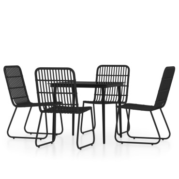 vidaXL Σετ Τραπεζαρίας Κήπου 5 τεμ. Μαύρο 80x80x74cm