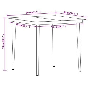 vidaXL Σετ Τραπεζαρίας Κήπου 5 τεμ. Μαύρο 80x80x74cm